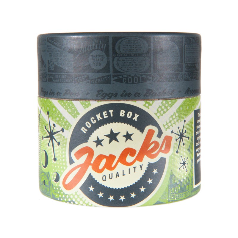 Rocket Box Jacks Game: Retro Toys, Vintage, Classic Games of Jacks, Gold and Silver Toned Jax, Two Red Bouncy Balls, Fun Toys for Kids and Adults of All Ages. Family Board Games Night. Travel Size. - Image 4